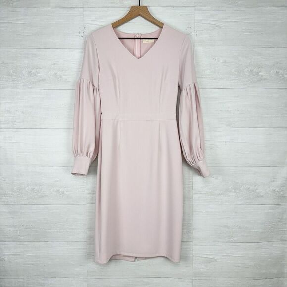 Rachel Parcell Womens S Madison Ave Sheath Dress Puff Sleeves Fitted Pastel Pink - Picture 2 of 16